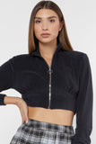 Sherpa Zip-Up Cropped Sweatshirt