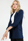 Open Front Roll-Tab Sleeve Blazer