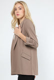 Open Front Roll-Tab Sleeve Blazer