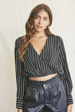 Striped Surplice Crop Top