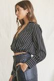 Striped Surplice Crop Top