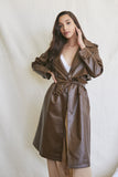 Faux Leather Trench Coat