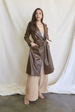 Faux Leather Trench Coat