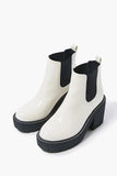 Faux Patent Leather Chelsea Boots